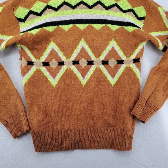 ULTRA FLIRT Sweater Women’s Long Sleeve Geometric Pattern Brown Small - Picture 7 of 10